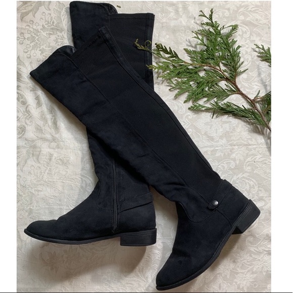 Diba Boots Meryl style, faux suede knee highs black boots Size 6 - Picture 1 of 7